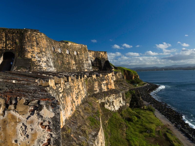 Ocean view of Castillo San Felipe del Morro in San Juan.