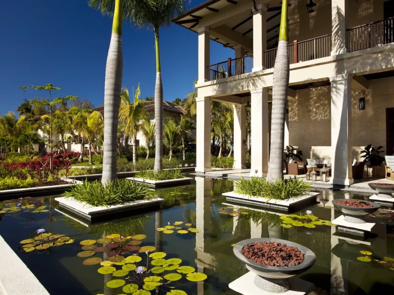 Lush tropical gardens at the St. Regis Bahia Beach, one of the best resorts in Puerto Rico.