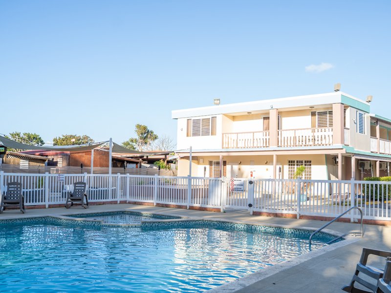 Pool view at Combate Beach Resort in Cabo Rojo.