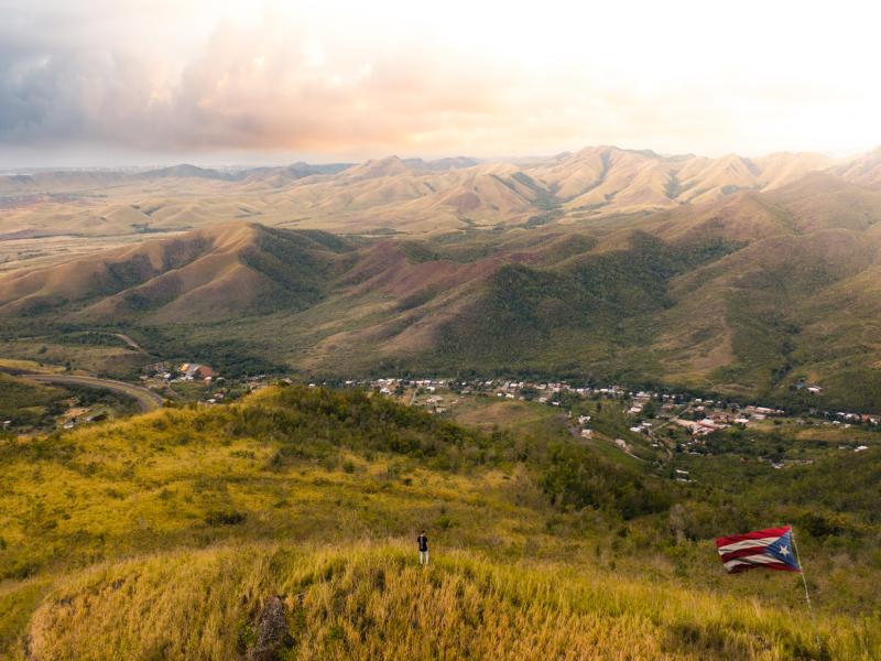 Stunning panoramic view of Puerto Rico's Central Mountain Range.