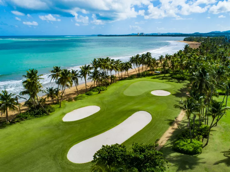 Oceanfront golf course at Wyndham Grand near San Juan