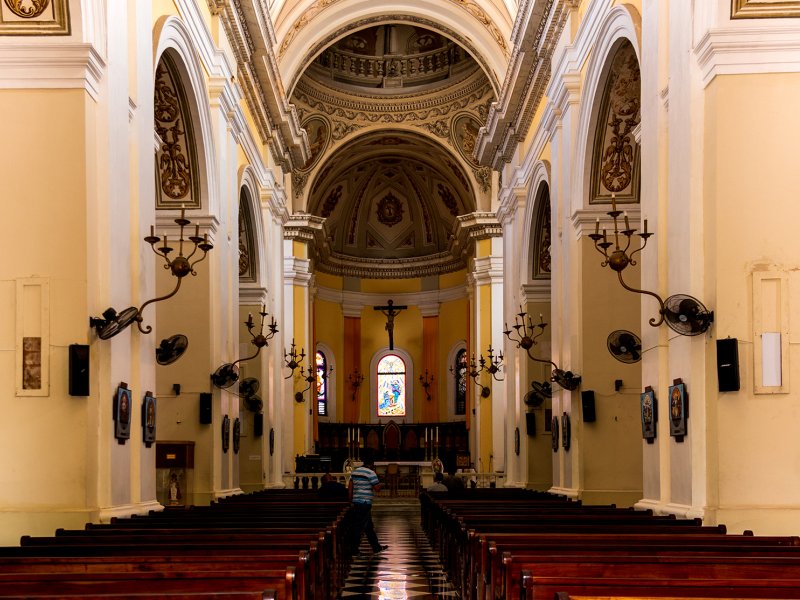 the awe-inspiring interior of the cathedral in Old San Juan