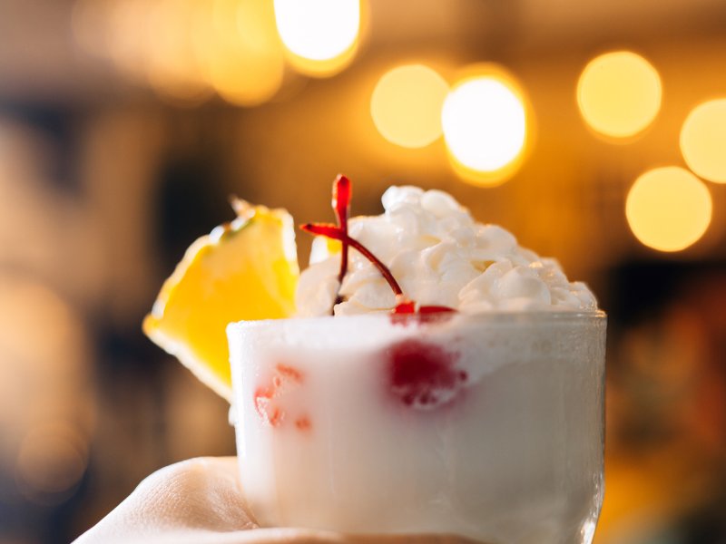 Piña colada in a glass.