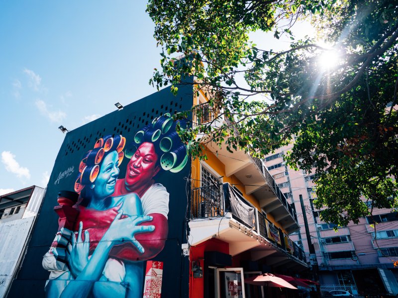 Colorful mural in the Santurce neighborhood.