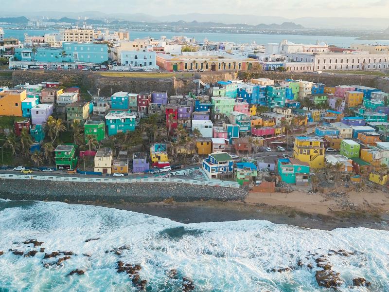 Aerial view of La Perla neighborhood in Old San Juan.