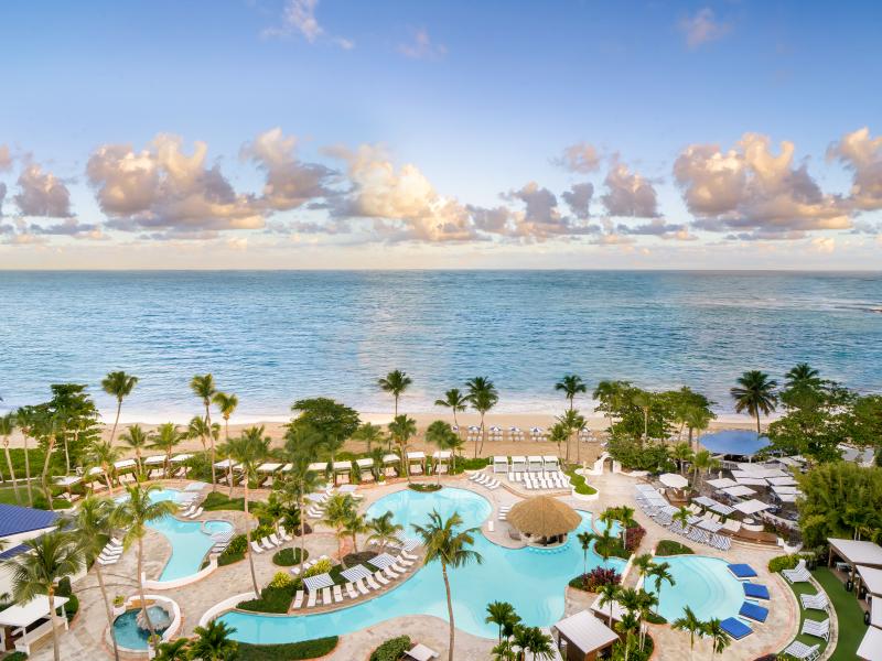 Pool view at Fairmont El San Juan Hotel. 