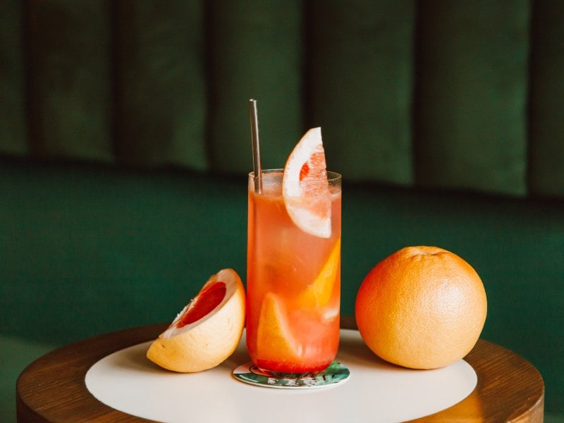 Fresh-pressed grapefruit juice.