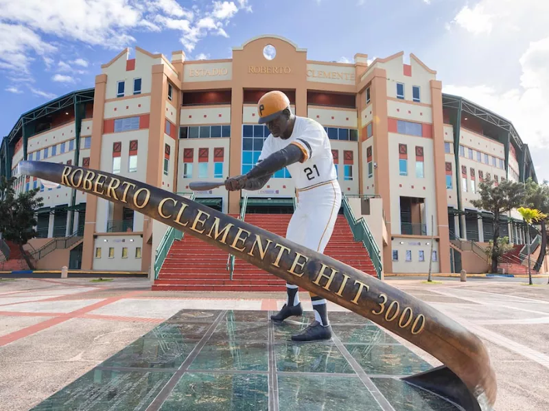 A Roberto Clemente statue in Puerto Rico. 