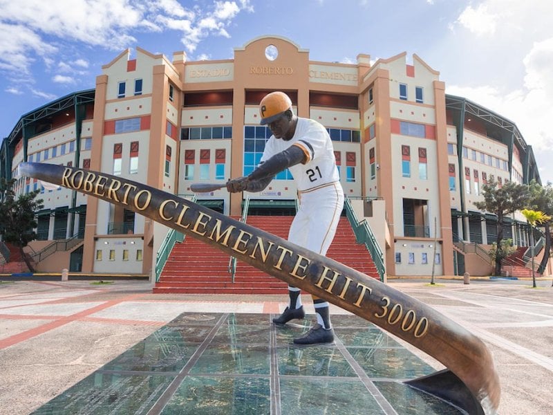 A Roberto Clemente statue in Puerto Rico. 