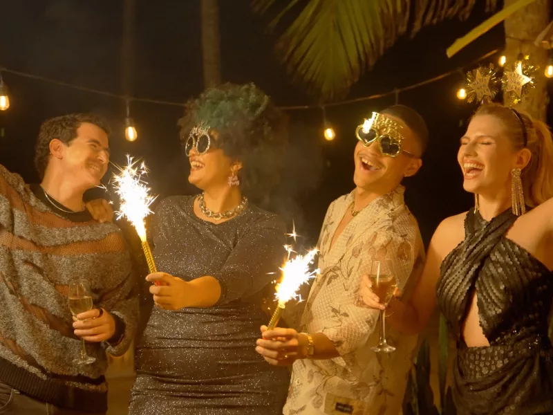 People ring in the new year with sparkles and smiles as part of the Puerto Rico christmas traditions