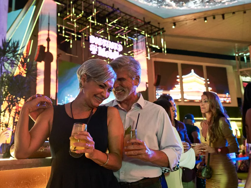 Couple having a drink and enjoying a night out.