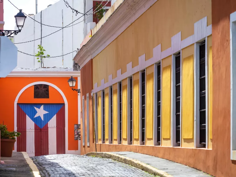 Cobblestone street in Old San Juan.