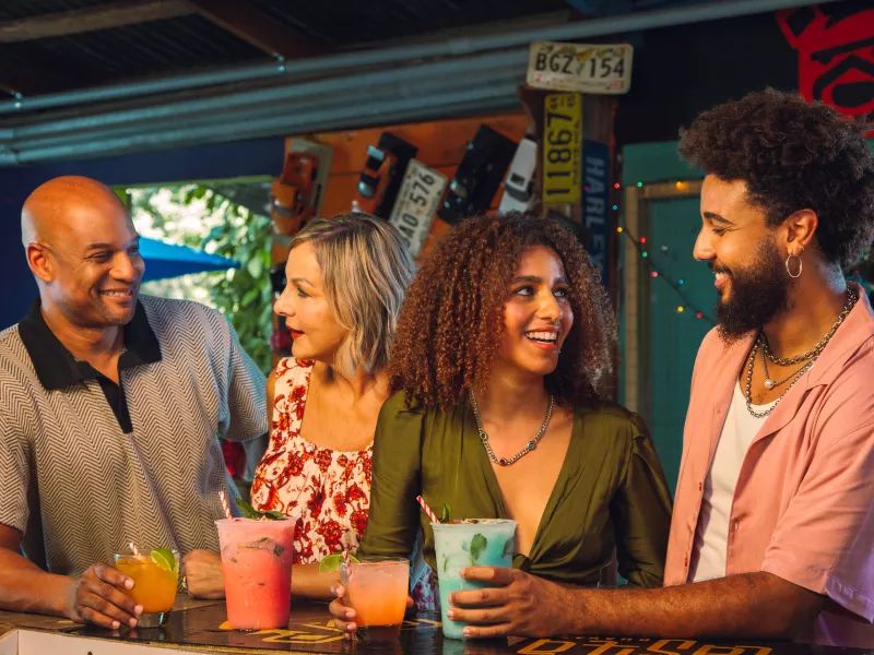 Family at a local spot having drinks.