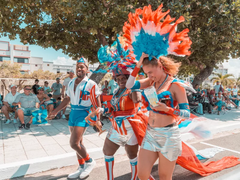 People dancing at parade in Puerto Rico