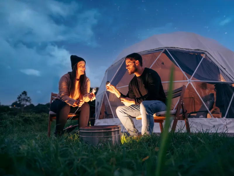 Night views at Clouds Glamping in Ciales. 