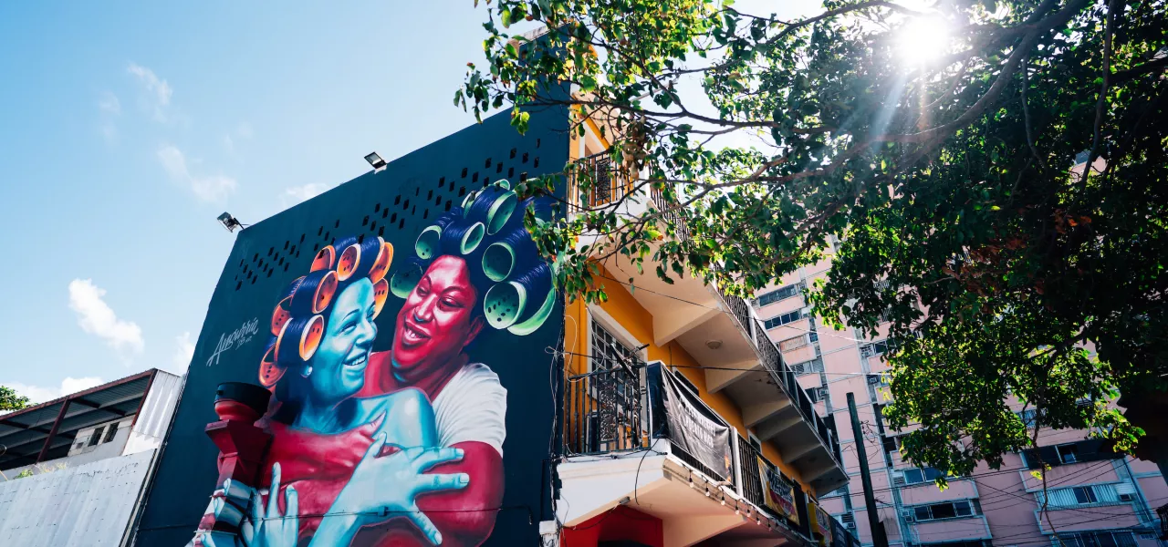 Colorful mural in the Santurce neighborhood.
