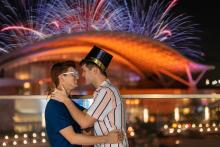 A couple celebrates the New Year at the Puerto Rico Convention Center 