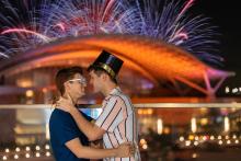 A couple celebrates the New Year at the Puerto Rico Convention Center
