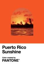 Pantone color chip showing Puerto Rico Sunshine.