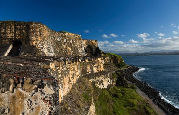Ocean view of Castillo San Felipe del Morro in San Juan.
