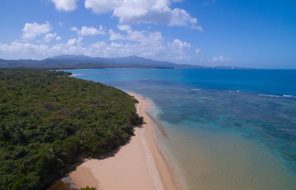 Aerial view of Governor's Beach in Fajardo.