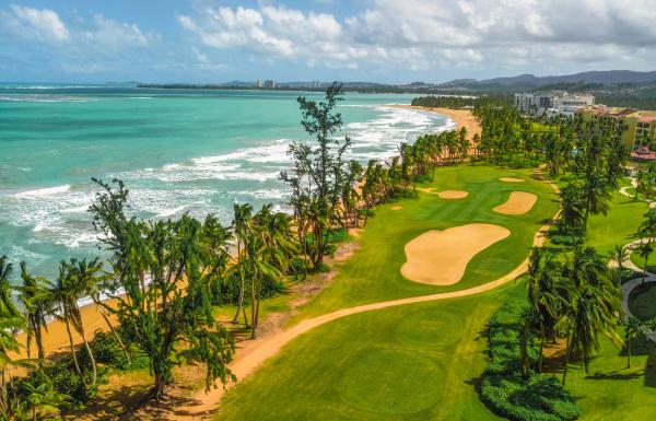 Wyndham Grand Rio Mar golf course alongside the coast.