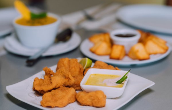 Plates of appetizers on a table