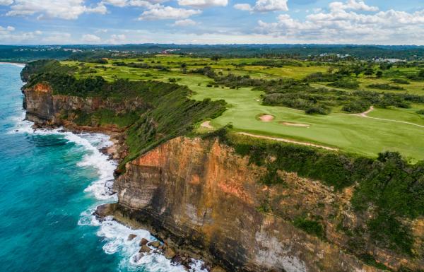 The Royal Isabela Golf Course sits atop ocean cliffs in Isabela, Puerto Rico.