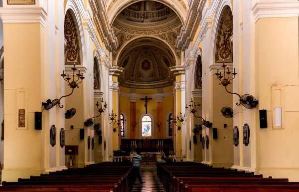 the awe-inspiring interior of the cathedral in Old San Juan