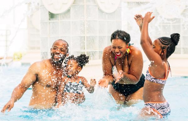 Family time at the pool.