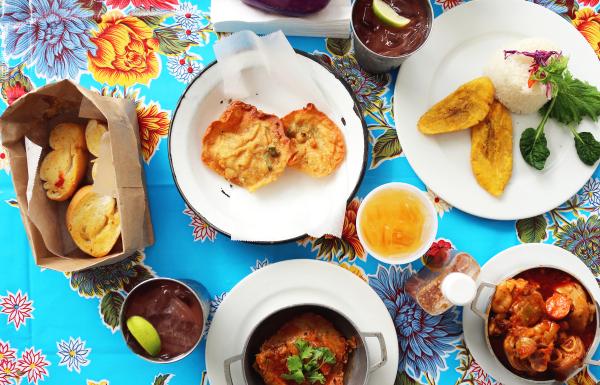 Puerto Rican dishes on a table.