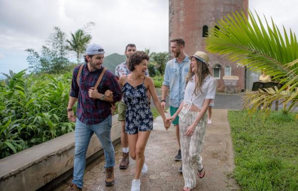 Group of friends taking a walk in El Yunque.