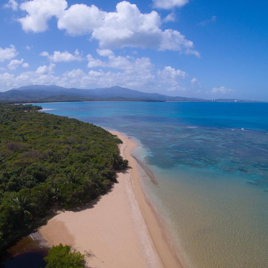 Aerial view of Governor's Beach in Fajardo. 