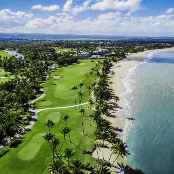 Aerial shot of St. Regis Bahia Beach Resort, a top-rated Puerto Rico resort with beachfront access.