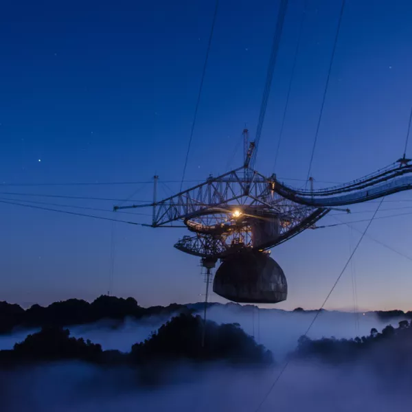 Arecibo Observatory at dusk.