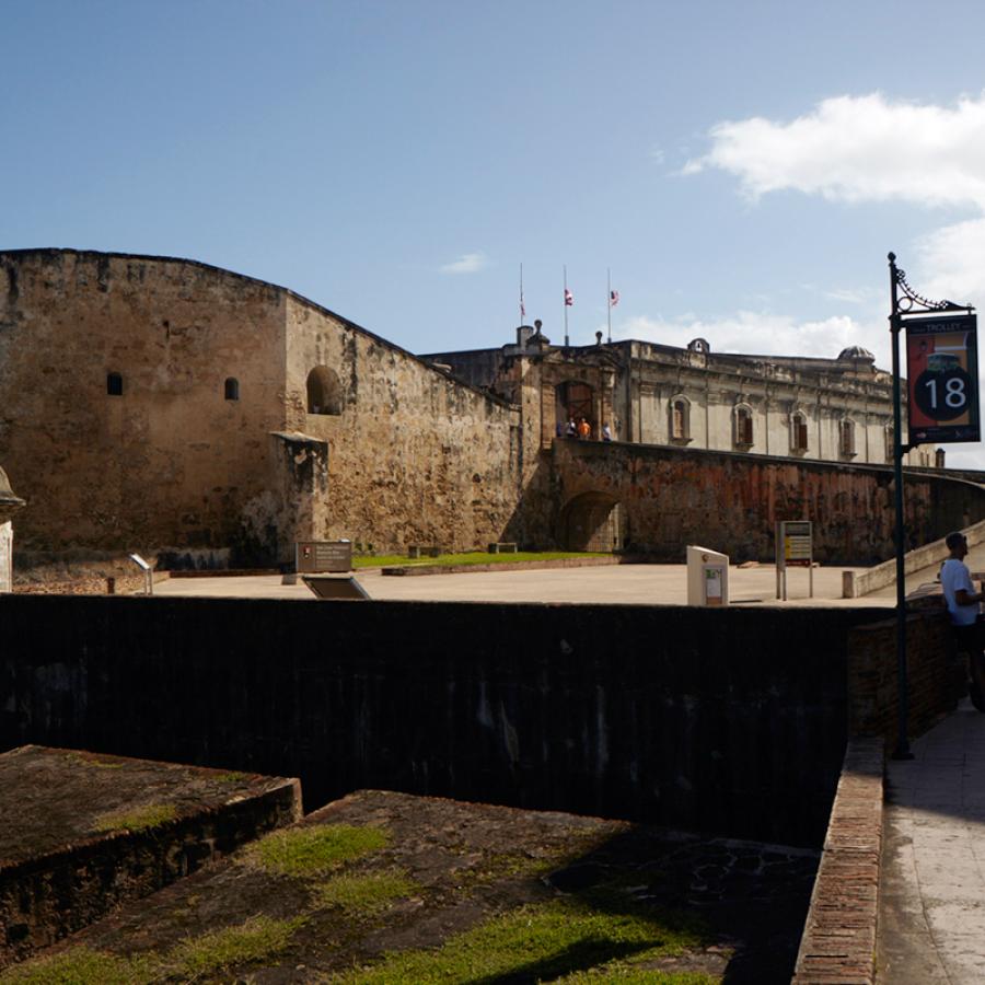Exterior of Castillo San Cristóbal, a major Spanish fortification in Old San Juan, Puerto Rico.
