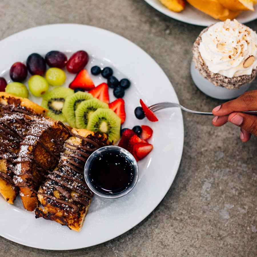 French toasts and fruits served at a restaurant in Caguas.