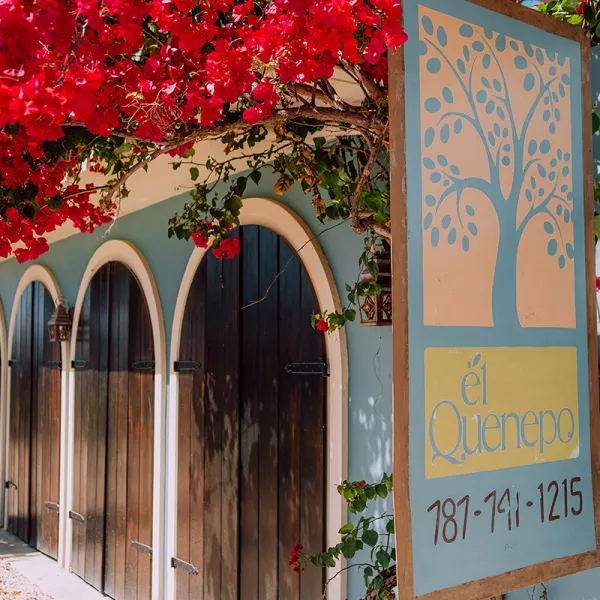 Entrance to El Quenepo, one of Vieques’ top restaurants offering fine dining with local flavors.