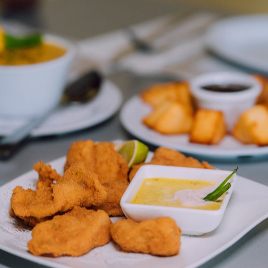 Plates of appetizers on a table