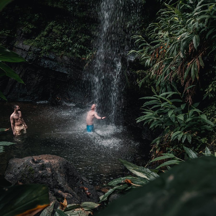 aerial view of a waterfall at El Yunque