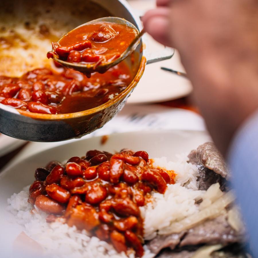 Red beans and rice is a staple dish, but you'll find lots more options as well. 
