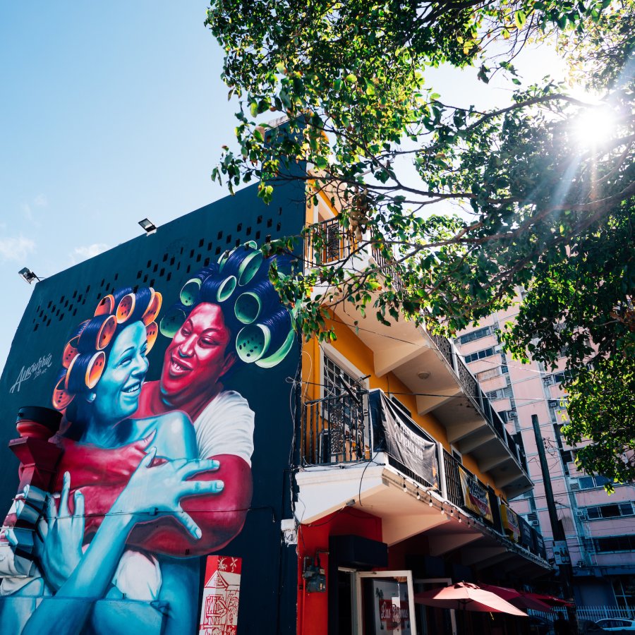 Colorful mural in the Santurce neighborhood.