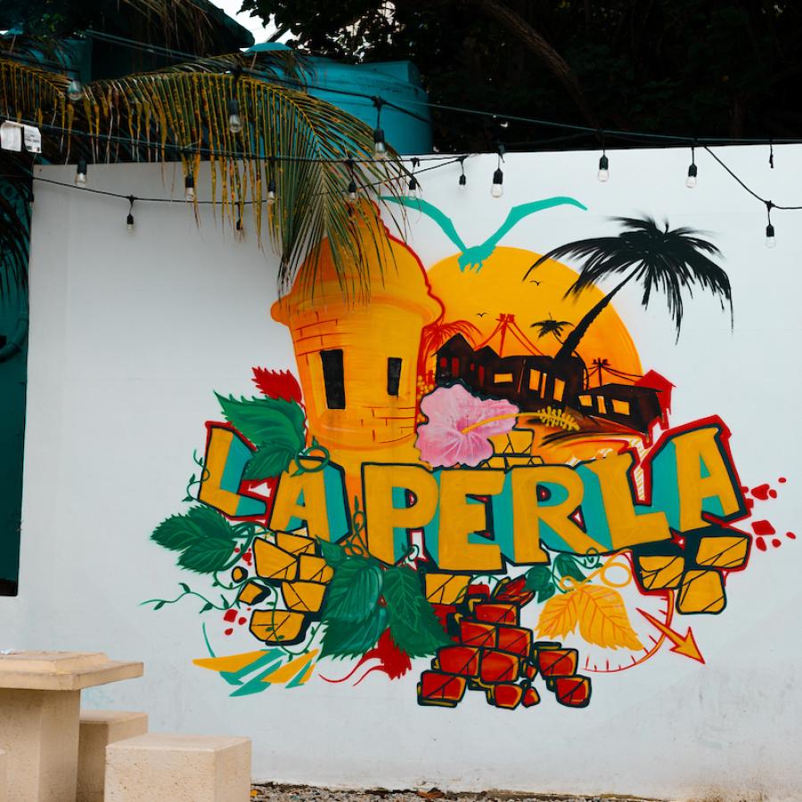 A colorful mural in La Perla neighborhood.
