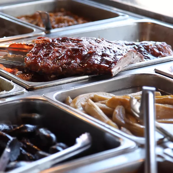Traditional Puerto Rican dishes at a local lechonera in Guavate