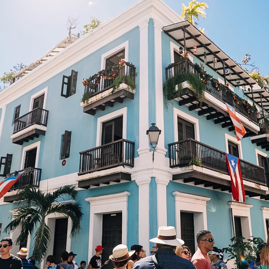 Colonial architecture in Old San Juan with bright colors