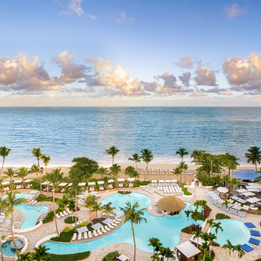 Pool view at Fairmont El San Juan Hotel.