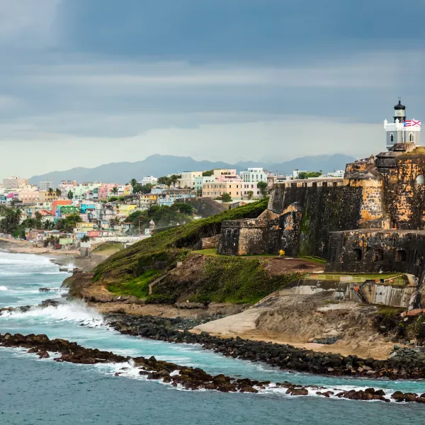 Vista aérea de El Morro, uno de los lugares históricos más icónicos de Puerto Rico