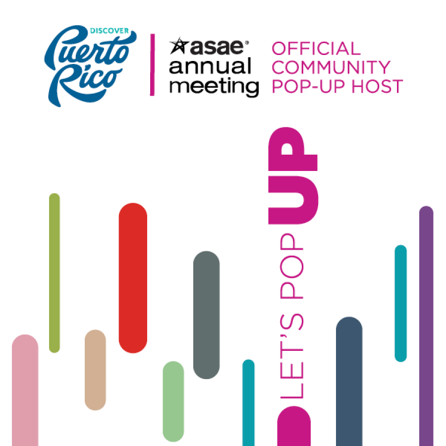 A flyer promoting ASAE Annual Meeting in partnership with Discover Puerto Rico.