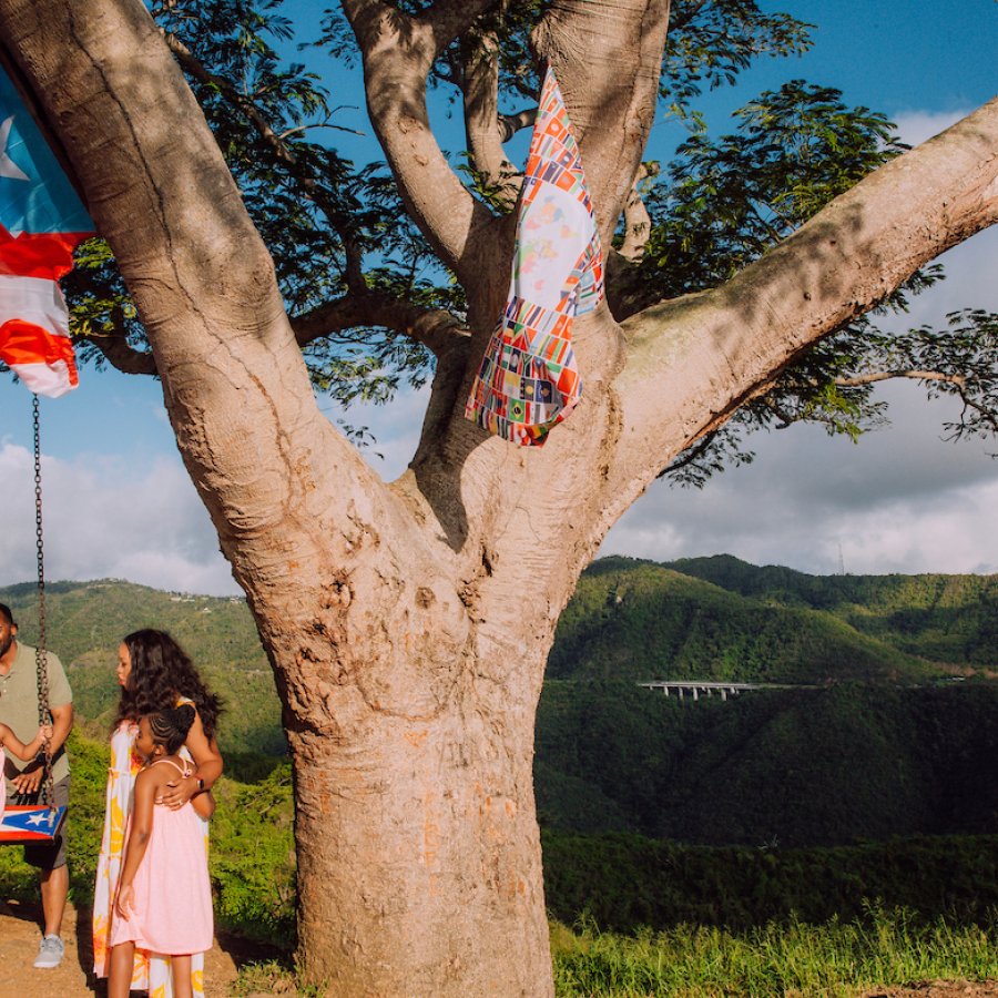 A family enjoys the swing at 