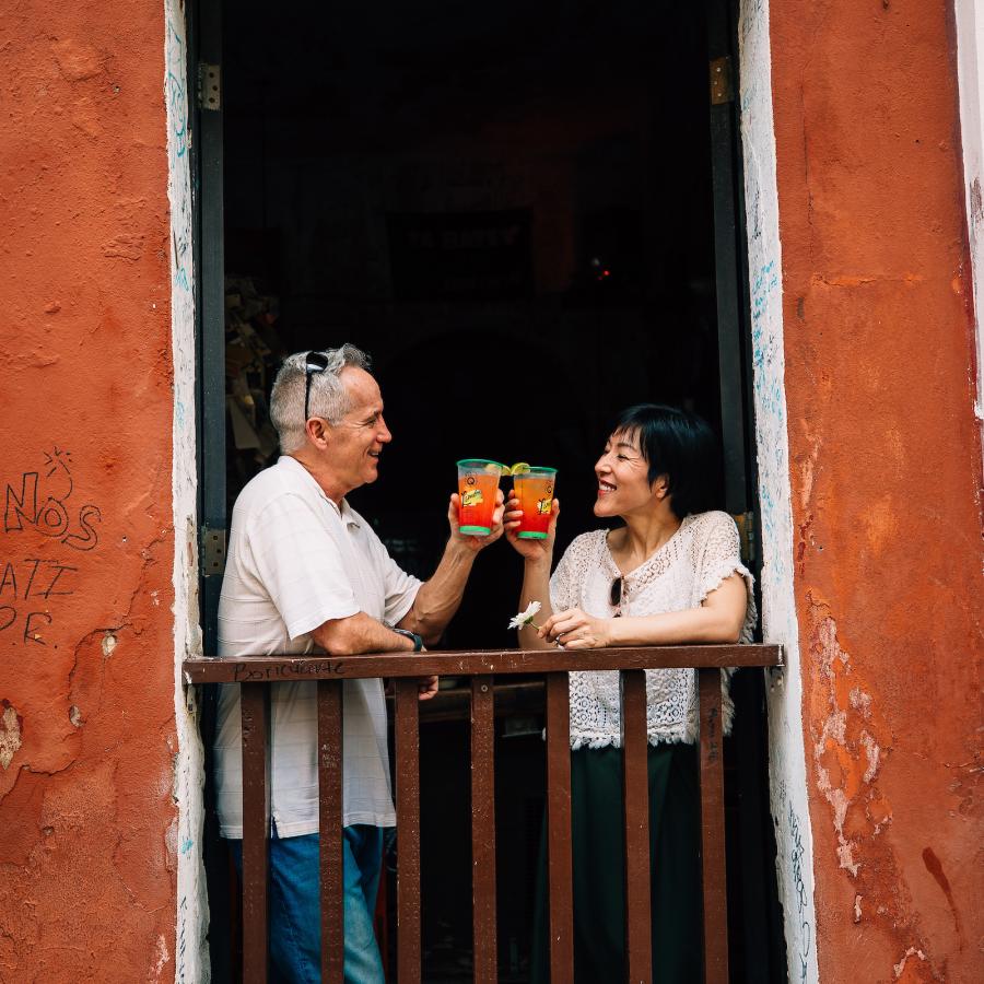 Couple Drinking in Old San Juan